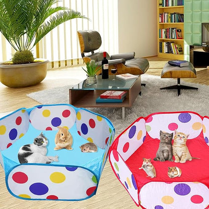 Small Animal Playpen, Portable Guinea Pig Playpen Pet Cage Tent, Waterproof Pop-up Open Pet Tent Metal Wire Yard Fence for Hamster Indoor Outdoor Exercise (Red)