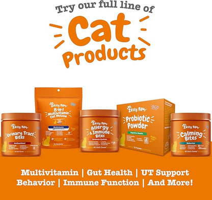 Zesty Paws Cat Allergy Relief - Anti Itch Supplement - Omega 3 Probiotics - Salmon Oil Digestive Health - Soft Chews for Skin & Seasonal Allergies - with Epicor Pets - Bacon - 60 Count
