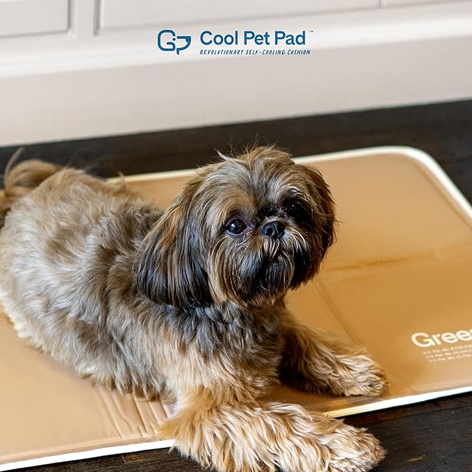 The Green Pet Shop Cool Pet Pad - Small, Latte- Self-Cooling, Pressure Activated Mat for Dogs & Cats from 9-20 lbs - Non-Toxic Gel, No Water Needed