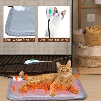Beeveer Outdoor Heated Cat House Set Weatherproof Enclosures Insulated Cat Shelter with Heating Pad Foldable Indoor Pet Cave with Tent Stakes for Pet Winter Outside