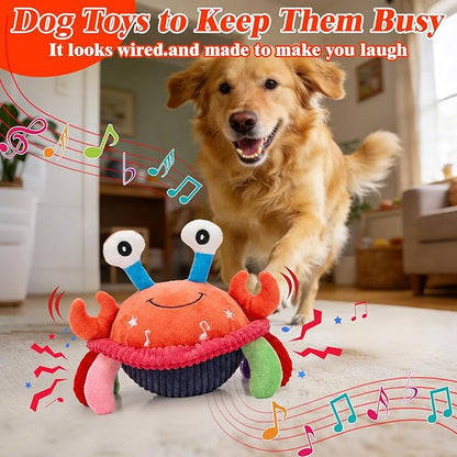 Mity rain Interactive Dog Toys Crab with Thicken Plush, Moving Dog Toy with Recording Mode Shaking & Singing Mode Bouncing, Funny Ball Jumping to Keep Them Busy and Chase, Rechargeable