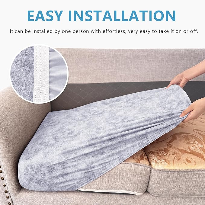 ANARACHON Leather Look Couch Cushion Covers Sofa Seat Slipcovers Sets Couches Furniture Protector for Sectional Armchair Loveseat Pets Kids Stretch Spandex Fabric (3 Cushion Sofa, Marble)