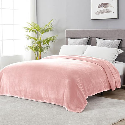 DREAMNINE Extra Large Fleece Blanket Soft Comfy Fluffy Bed Blanket Queen Size 90" x 90",Luxury Decorative Fuzzy Blankets for Women Girl,Big Cozy Shaggy Warm Flannel Blankets for Winter Autumn Pet,Pink