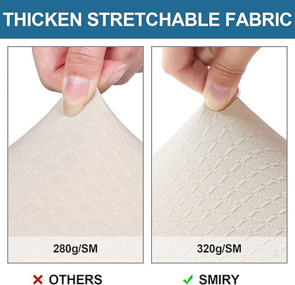 Smiry Waterproof Seat Covers for Dining Room Chairs Set of 6, Stretch Jacquard Removable Washable Chair Seat Slipcovers Protector, No Rear Covers, Beige