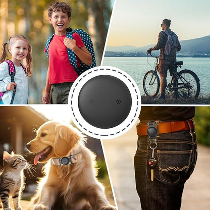 GPS Tracker for Dogs, Mini GPS Cat Tracker, IPX8 Waterproof GPS Trackers for Cats with Holder, No Monthly Fee, Work with Apple Find My(iOS Only), Smart Trackers for Dogs-Black-2