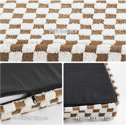 JOEJOY Orthopedic Dog Bed for Large Dogs, Memory Foam Pet Bed with Removable Washable Cover, Cozy Plush Crate Mat, 47×29", Brown