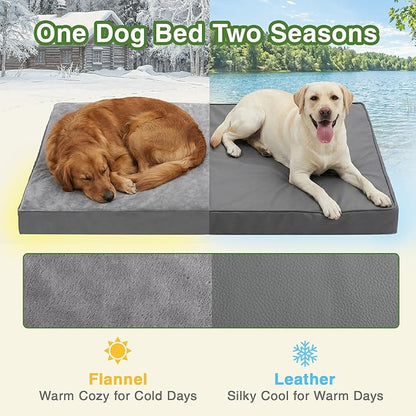 Vonabem Waterproof Outdoor Dog Bed Large Medium Sized Dogs, Washable Crate Pad 35 inch, Foam Orthopedic Pet Beds with Removable Cover,Durable Anti-Slip Kennel Pads 35"x22", Gray