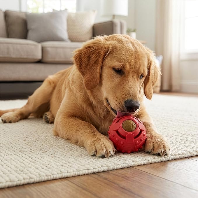 SPOT Seek-A-Treat Double Puzzle Ball Dog Toy, 3.25 in Durable Rubber Treat Dispenser with Dual Openings for Mental Stimulation & Long-Lasting Play, for Dogs up to 50 lbs