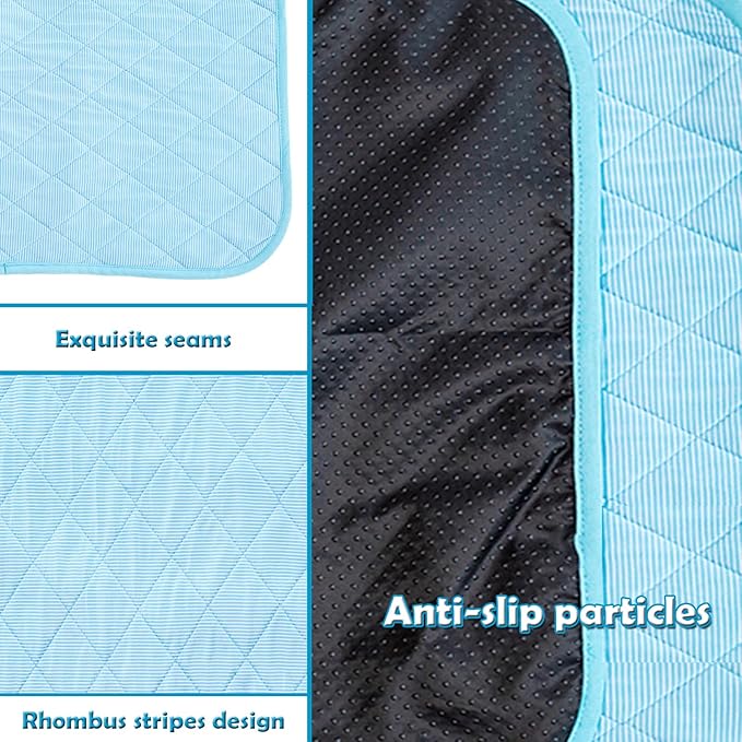 SEIS Dog Ice Pad Ice Silk Cats Kennel Mat Pet Cooling Pad Summer Cool Bamboo Mat Breathable Pad (Solid Blue, S