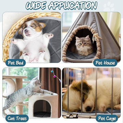 Drydiet 2 Pcs Self Warming Cat Mat Round Self Heating Pad Bed Reversible Machine Washable Heated Bed Anti Slip Warming Pad Pet Mat for Cat Crate Indoor Outdoor(Gray,16 Inch)