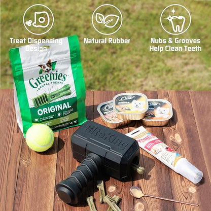 Natural Rubber Dog Toys for Large Aggressive Chewers - Lifetime Replacement - Indestructible Fetch Treat Toy for Large Dogs - Durable Hammer Dog Chew Toy for Super Chewer, Black
