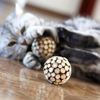 miwoowim 3PCS Cat Ball Toy,Silvervine Ball with Catnip Gall Fruit silvervine Sticks Powder Inside,Catnip Toys for Indoor Cats,Kitten Cleaning Teeth Cat Chew Toy