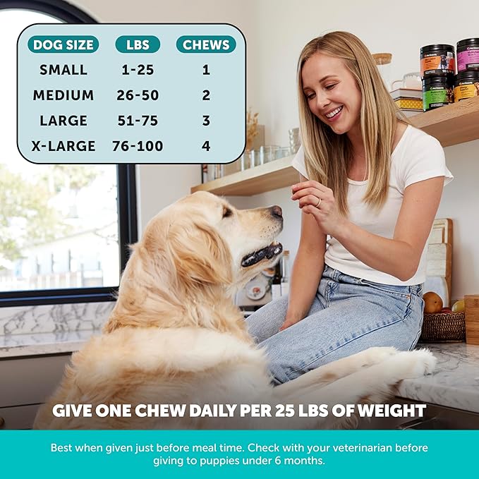 Natural Hemp Calming Chews for Dogs, Maximum Strength Stress Support for Anxiousness with Melatonin & Valerian Root, Non-Sedating Dog Relaxing Chews for Separation, Thunder & Vet Visits – Duck (90 Ct)