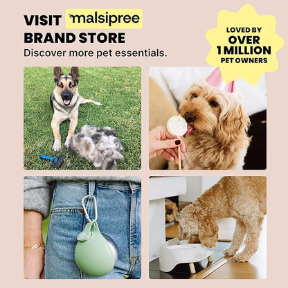 MalsiPree Leak-Proof Portable Dog Water Bottle for Travel - 19 oz, with Pink Bowl - Food Grade Plastic - Dog Bowls - Puppy Essentials - Pet Water Bottle