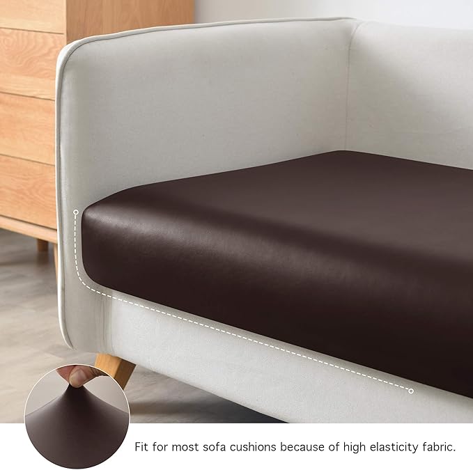 Yates Home PU Leather Couch Sofa Cushion Slipcover Water-Proof Elastic Chair RV Seat Covers Loveseat Sofa Furniture Protector Slip Cover for Settee Seater Replacement Living Room（3 Pieces, Chocolate）