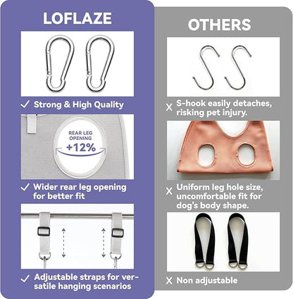 Loflaze Dog Grooming Hammock Harness for Dogs & Cats with Pet Nail Clipper Trimmer - Cat Hanger Sling for Trimming Clipping Nails- Dog Hammock Restraint Bag for Small Medium Large pet （ Grey L ）