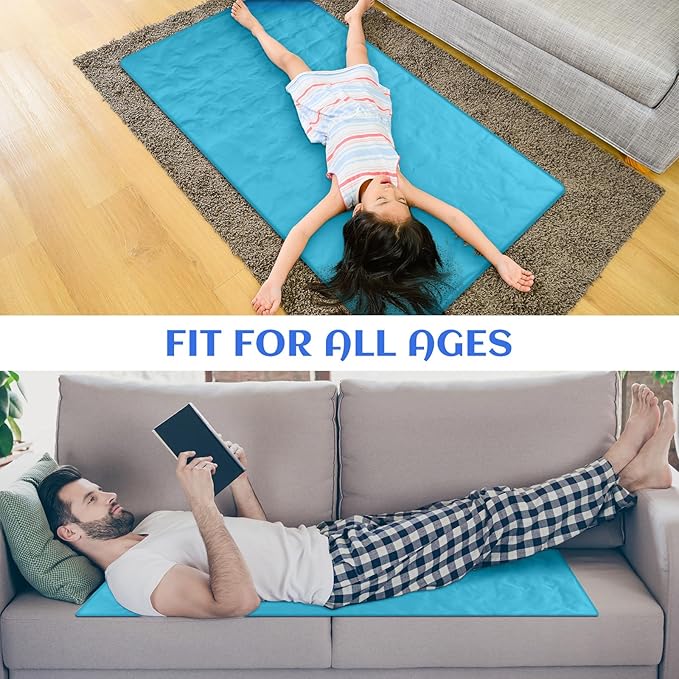 Drydiet Cooling Pad Mat for Sleep Cooling Mattress Pad Gel for Bed, Relieve Pain, Summer Hot Flashes, Adult, Pets, No Water or Electricity Required(Plain,Light Blue,60 x 20 Inch)
