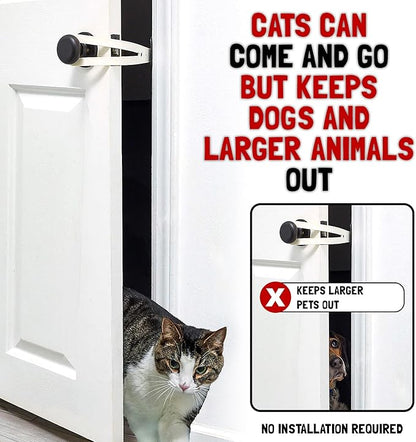 FlexLatch Cat Door Holder Latch - Black Cat Door Alternative Installs Fast Flex Latch Strap Let's Cats in and Keeps Dogs Out of Litter & Food. Safe Baby Proof One Piece No Measuring Extra Easy