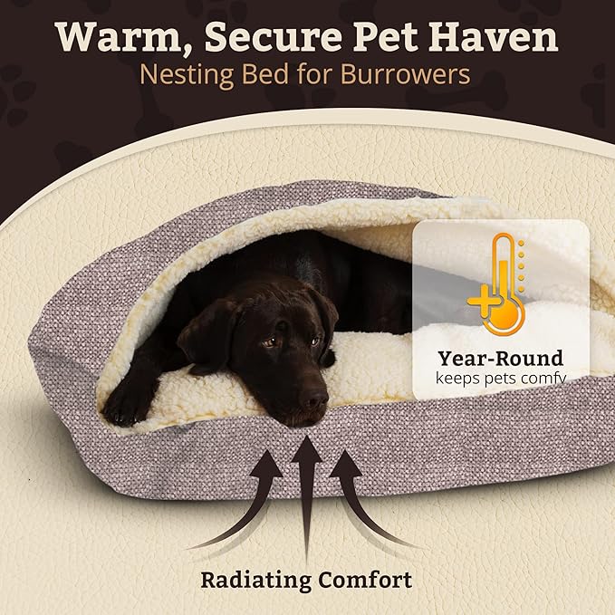 Snoozer Pet Products Luxury Rectangle Cozy Cave Dog Bed with Microsuede, Showdog Collection, Medium, Merlin Linen