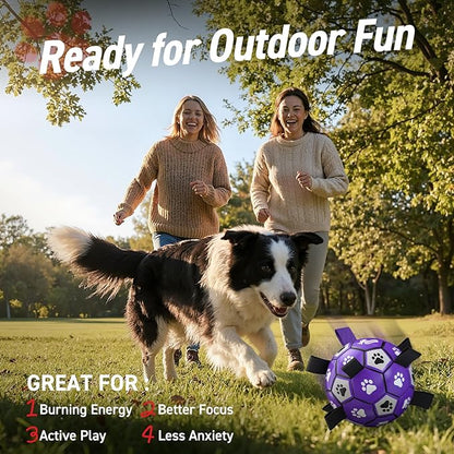 QDAN Dog Toys Soccer Ball with Straps - Dog Water Toy, Puppy Birthday Gifts, Durable Dog Balls for Small Medium Dogs （6 Inch）