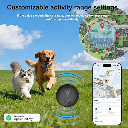 Pet GPS Tracker for Dogs,Smart Mini Location Tractive Collar Trackers for Cats,Works with iOS Find My,No Monthly Fee Subscription,IP67 Waterproof Real-Time Global Tracking Anti-Lost Ultra-Slim