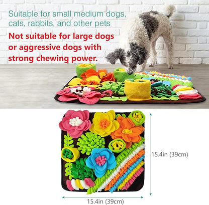 ORIA Pet Snuffle Mat, 15.4x15.4'' Interactive Sniff Mat, Dog Treats Feeding Mat for Slow Eating, Boredom, Encourages Natural Foraging Skills, Nosework Feeding Mat for Small Dogs Cats Rabbits