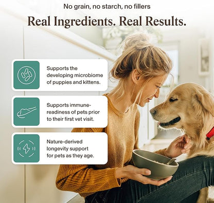 Real Mushrooms Pet Defenders with Krill - Dog Immune Support with Reishi, Turkey Tail, Shiitake, Maitake Organic Mushroom Extracts, Chaga - Daily Digestion and Immune Support for Dogs and Cats, 75g