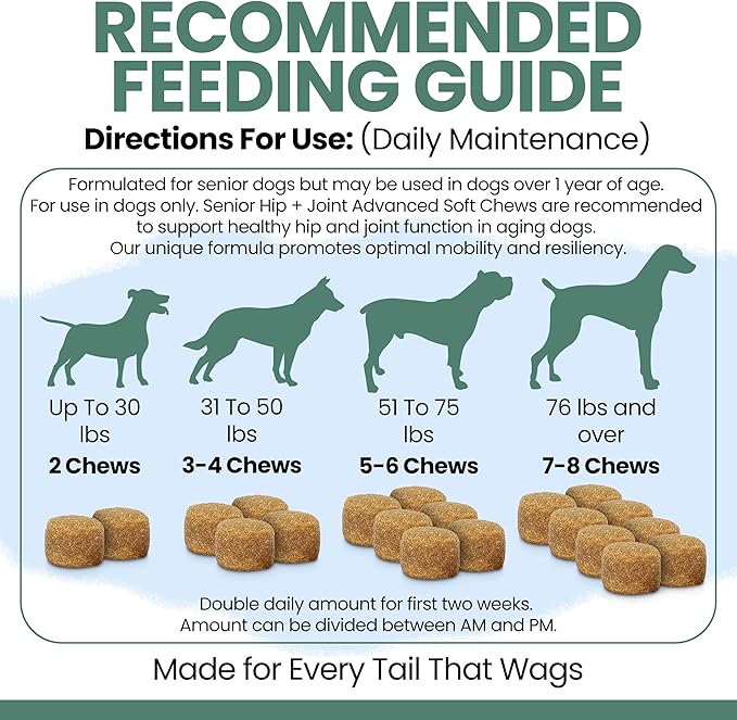 Chew + Heal Labs Glucosamine for Dogs Hip and Joint Supplement - 60 Senior Dogs Mobility Soft Chews - Made with Glucosamine, MSM, Chondroitin, Green Lipped Mussels and More - Made in The USA