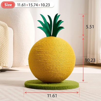 Pineapple Cat Scratching Post, Cute Cat Scratcher with Sisal Rope, Cat Scratch Post for Indoor Adult Cat and Kitten, Cat Scratching Ball