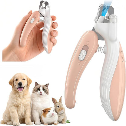 Cat & Dog Nail Clippers with LED Light, Illuminates Nail Bloodline to Prevent Overcutting, Pet Nail Trimmer with Safety Guard & Built-in Nail Catcher for Dog Cat Rabbit Small Animals(Pink)