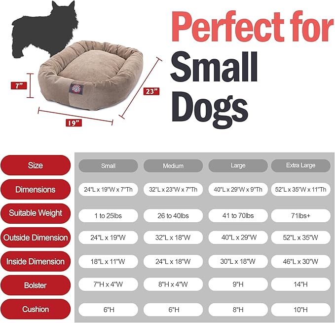 Majestic Pet 24 Inch Micro Velvet Calming Dog Bed Washable – Cozy Soft Round Dog Bed with Spine for Head Support - Fluffy Donut Puppy Mat 24x19x7 (inch) Small - Pearl (2025)