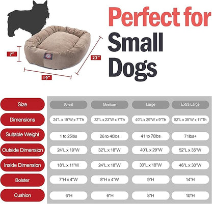 Majestic Pet 24 Inch Micro Velvet Calming Dog Bed Washable – Cozy Soft Round Dog Bed with Spine for Head Support - Fluffy Donut Puppy Mat 24x19x7 (inch) Small - Pearl (2025)