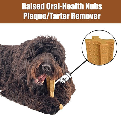 SPOT Bam-Bones Plus Coffee Wood T-Bone Dog Chew Toy, Chicken Flavor, Nylon and Coffee Wood Fiber Blend, Durable Chew for Heavy Chewers and Dogs Under 90 lbs, Non-Splintering Dental Chew, 7 Inch