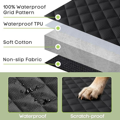 Dog Car Seat Cover for Back Seat, Waterproof Pet Bench Seat Cover for Dogs, Scratchproof Nonslip Rear Seat Protector for Cars, Trucks, SUVs