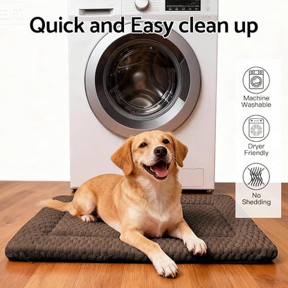 Dog Bed Mat - Dog Crate Pad - Reversible Mat for Pet Comfort - Soft Bed Crate Pads for All Seasons - Durable, Machine Washable Mat for Crates, Travel, and Home (Dark Brown, 30" L*20" W*1.5" Th)