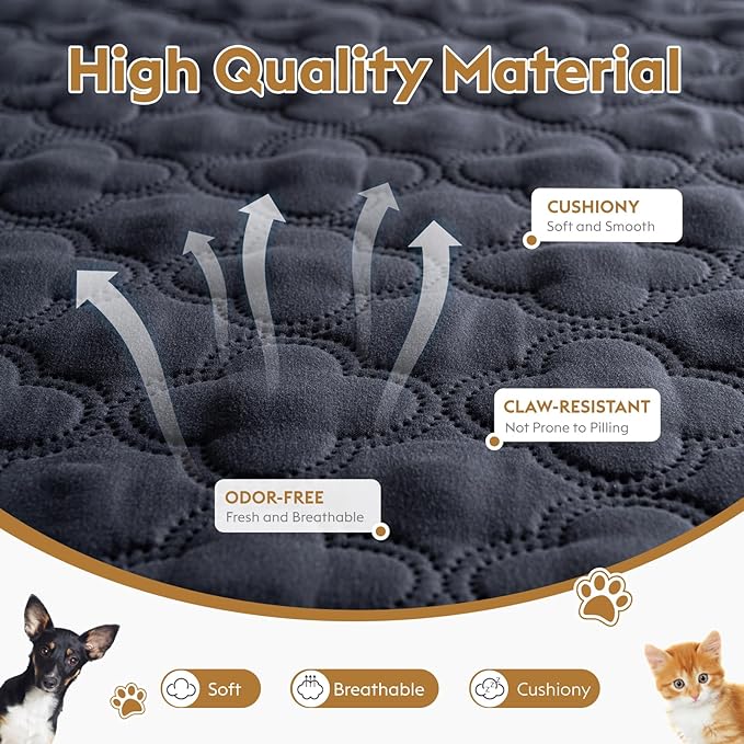 FunFurry Waterproof Dog Blanket, Couch Cover for Dogs Washable, Reversible Dog Bed Cover, Couch Furniture Protector. (Dark＆Light Grey, 82 X 120 Inch - 1 Pack)