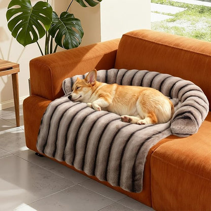 WATANIYA PET Medium Dog Couch Bed, Fluffy Washable Couch Protector for Dogs with Removable Cover, Non-Slip Dog Sofa Bed, 35x31 Inch, Brown