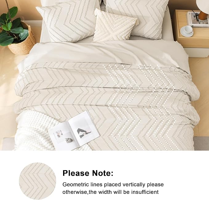 Litanika Super King Plus Size Comforter Set with Sheets Beige - 7 Pieces Bed in a Bag Oversized King Boho Tufted Complete Bedding Sets with Comforter, Sheets, Pillowcases & Shams