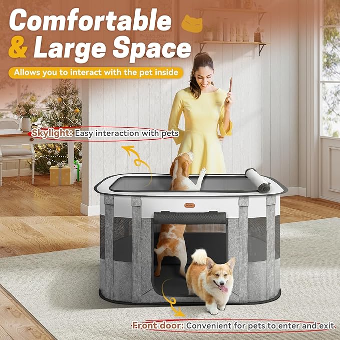 Seiyierr Foldable Pet Playpen - Cat & Puppy Playpen, Travel Dog Crate with Carrying Case, Cat Tent Dog Pen for Outdoor Camping Use