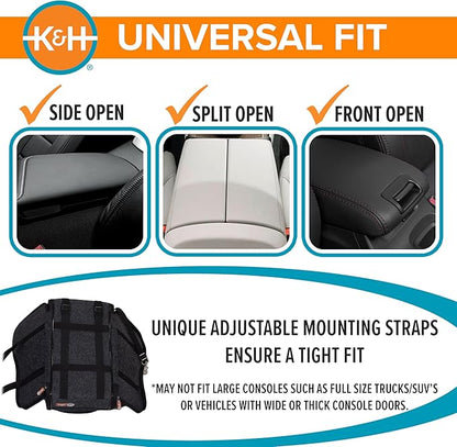 K&H Pet Products Center Console Dog Car Seat for Small Dogs & Cats, Secure Armrest Booster Pet Carrier with Safety Tether, Zippered Enclosure, 2 Pockets, Washable Plush Pad, for Pets Under 8 lbs.