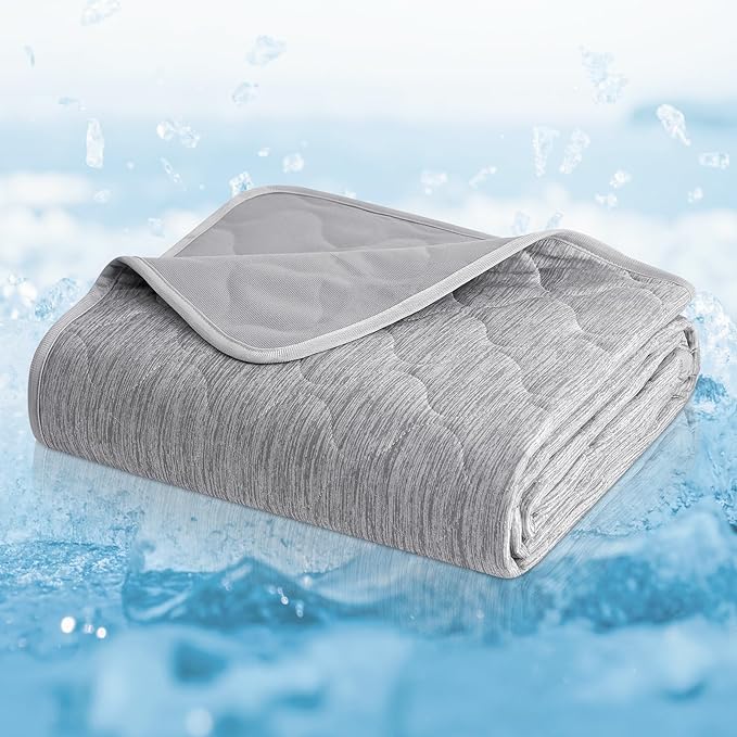 Cozy Bliss Deluxe Leakproof Cooling Blanket for Large Dogs Q-Max 0.5, Soft & Durable Washable Pet Cooling Mat for Hot Weather, Livingroom, Couch & Bed Protector for Cats, Silver Grey, 40"x60"