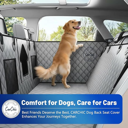 Dog Car Seat Cover for Back Seat - Waterproof Pet Hammock with Embedded Insert Door Protectors (Large for Full-Size Trucks, Large SUvs)