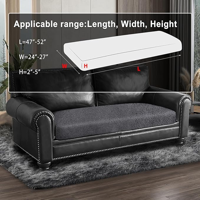 ANARACHON Leather Look Couch Cushion Covers Sofa Seat Slipcovers Sets Couches Furniture Protector for Sectional Armchair Loveseat Pets Kids Stretch Spandex Fabric (1 Cushion Loveseat, Dark Grey)