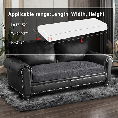 ANARACHON Leather Look Couch Cushion Covers Sofa Seat Slipcovers Sets Couches Furniture Protector for Sectional Armchair Loveseat Pets Kids Stretch Spandex Fabric (1 Cushion Loveseat, Dark Grey)