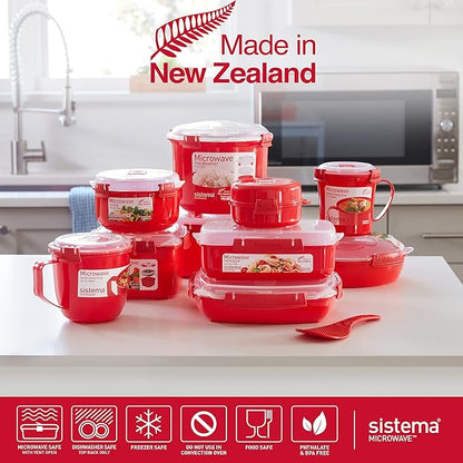 Sistema 1109ZS Microwave Collection Noodle Bowl Red,(Pack of 4)