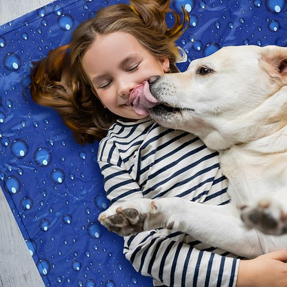 Drydiet Cooling Pad Mat for Sleep Cooling Mattress Pad Gel for Bed, Relieve Pain, Summer Hot Flashes, Adult, Pets, No Water or Electricity Required(Plain,Dark Blue,48 x 28 Inch)