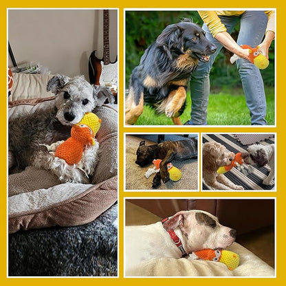 TOOPTATE Squeaky Dog Toys - Cute Soft Plush Dog Toys for Large, Medium, Small Dogs and Puppies to Keep Them Busy (Orange, Medium)
