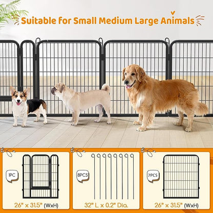 Topeakmart Dog Playpen Outdoor Puppy Exercise Pen Indoor Portable Pet Fence for Yard/RV Camping, 32 Inch 24 Panels