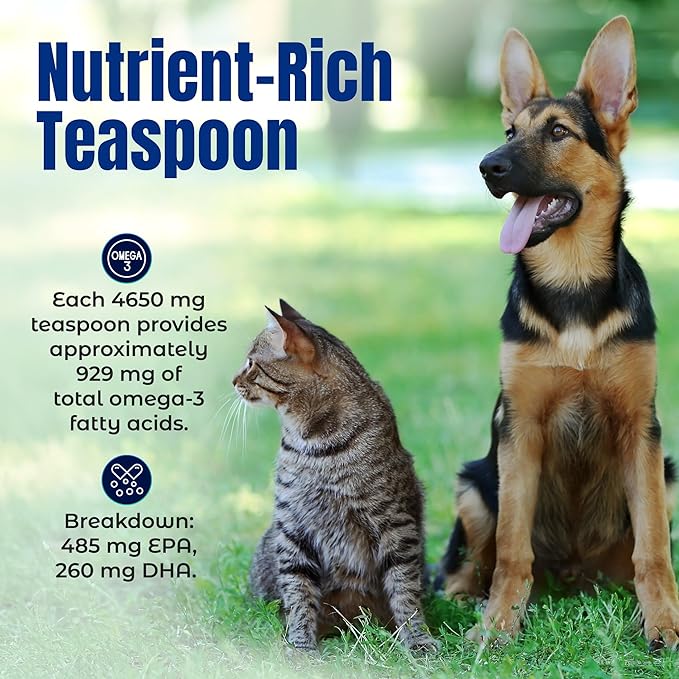Life Line Pet Nutrition Wild Alaskan Fish Oil for Dogs and Cats 128oz – Omega 3 Fish Oil Supplement for Skin & Coat, Brain, Eye & Heart Health