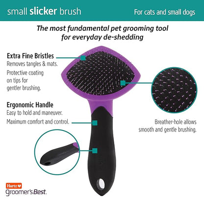 Hartz Groomer's Best Small Slicker Brush for Cats and Small Dogs, Black/Violet, 1 Count (Pack of 3)